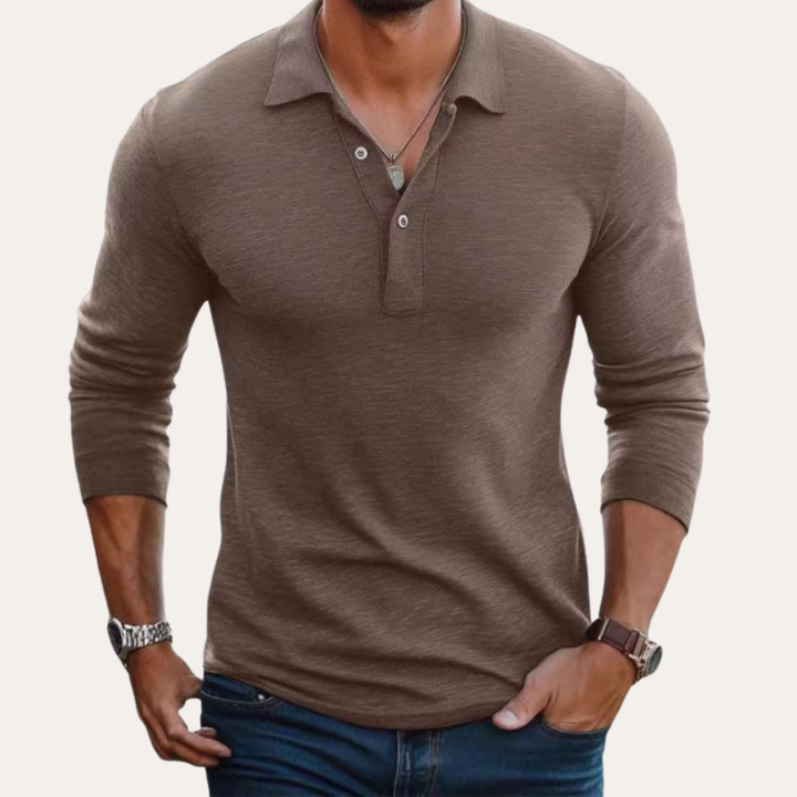 Herren Langarm Polohemd Slim Fit Freizeit Business Hemd | Vestea