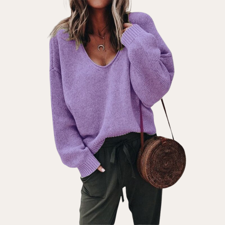 Damen Pullover mit V-Ausschnitt und Oversize Passform | Vestea