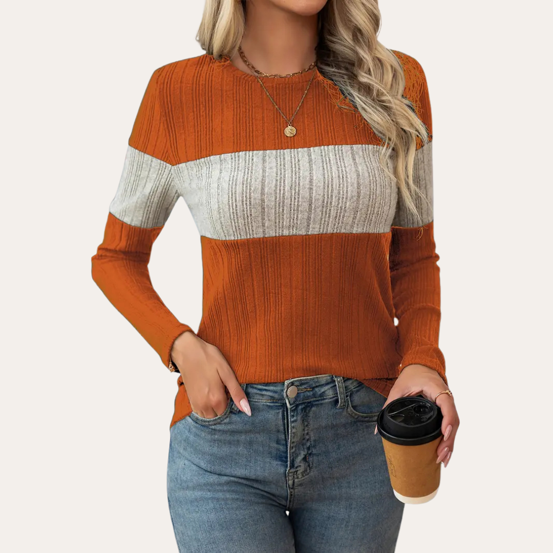 Gestreiftes Langarmshirt für Damen | Vestea