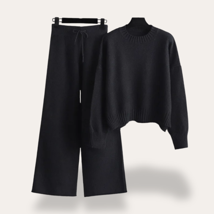 Damen Strick-Zweiteiler Set mit Pullover und Hose Acrylmischung | Vestea