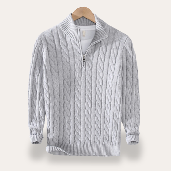 Herren Strickpullover Zopfmuster Halbzip Strickmaterial Freizeit Vestea | Vestea