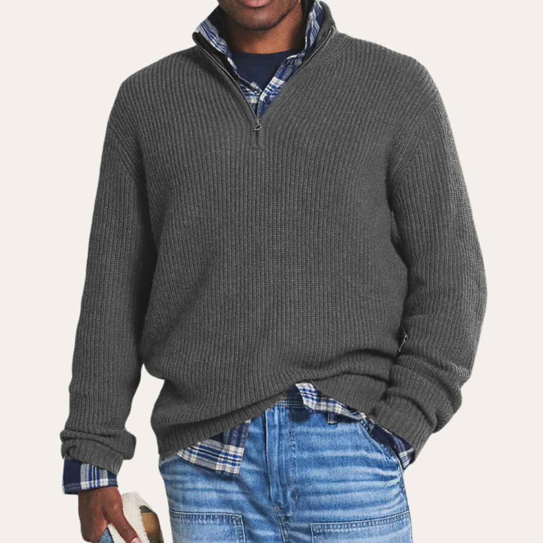 Herren Strickpullover mit Reißverschluss Langarm Mehrere Farben Freizeit | Vestea