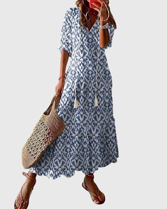 Women's Dress Viscose Floral Sleeveless V-Neck Boho Vintage