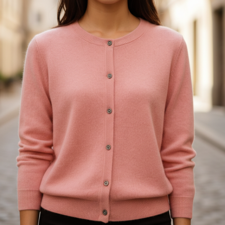 Pull en cachemire boutonné en vison cachemire coupe droite pour femme