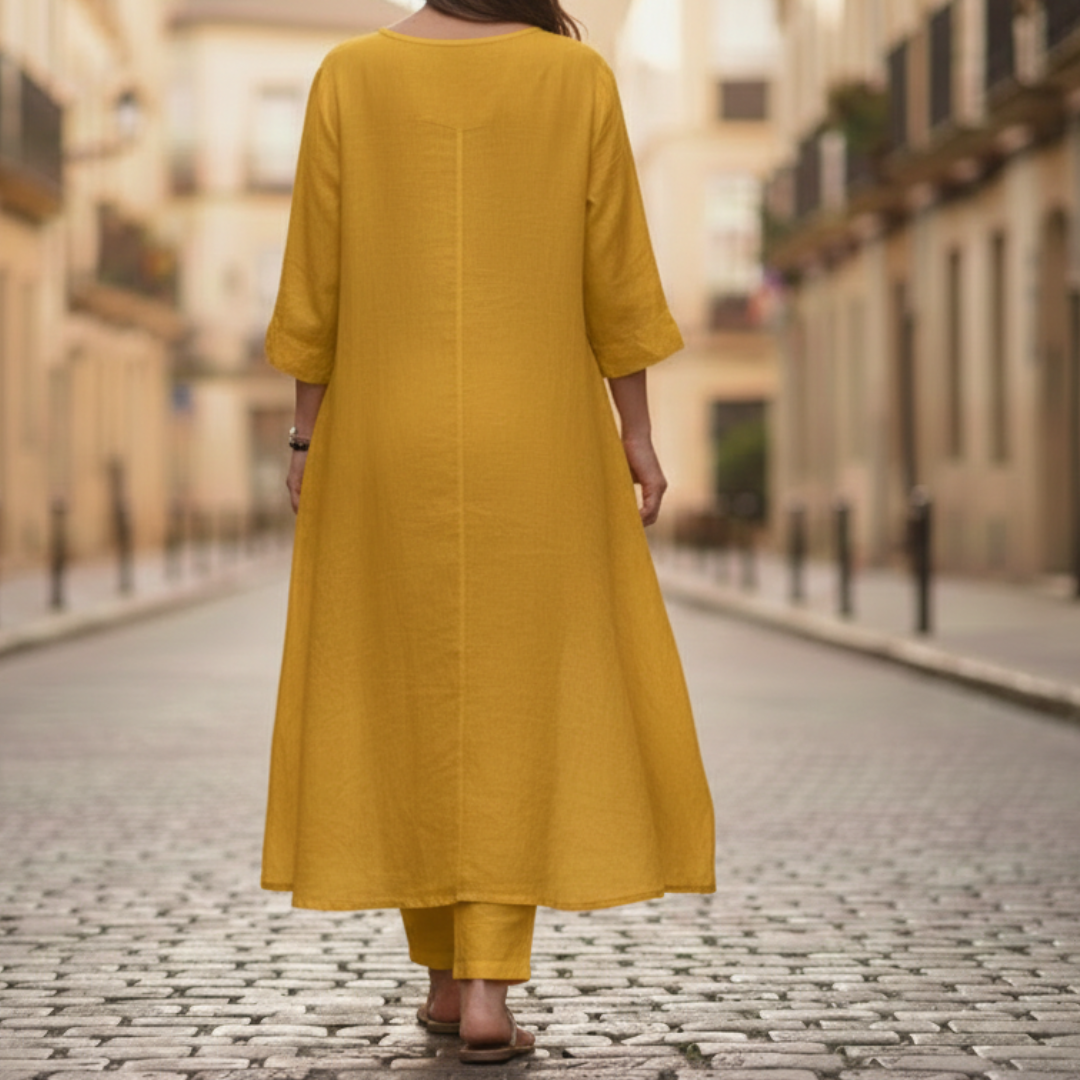 Conjunto de dos piezas para mujer con parche de cuadros, ajuste holgado, informal