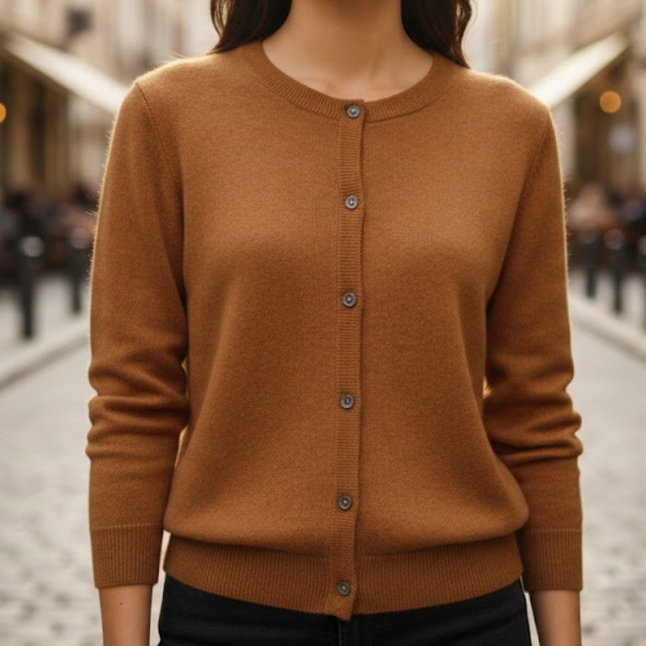 Pull en cachemire boutonné en vison cachemire coupe droite pour femme