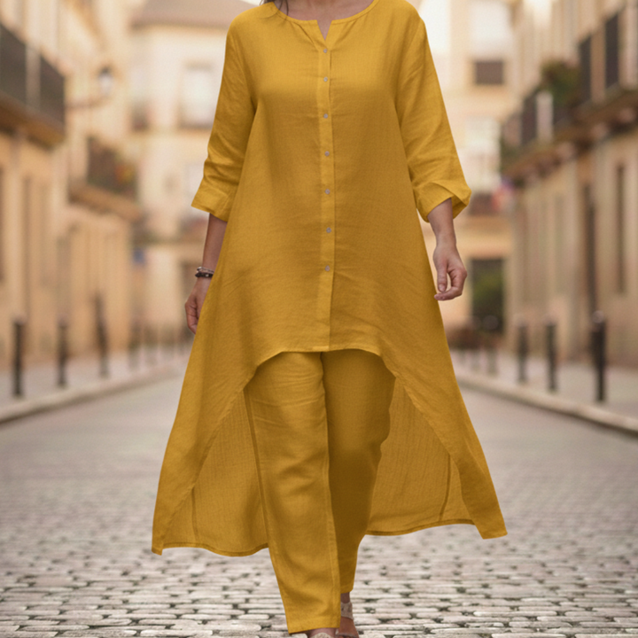 Conjunto de dos piezas para mujer con parche de cuadros, ajuste holgado, informal