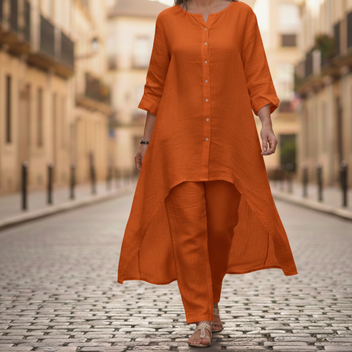 Conjunto de dos piezas para mujer con parche de cuadros, ajuste holgado, informal