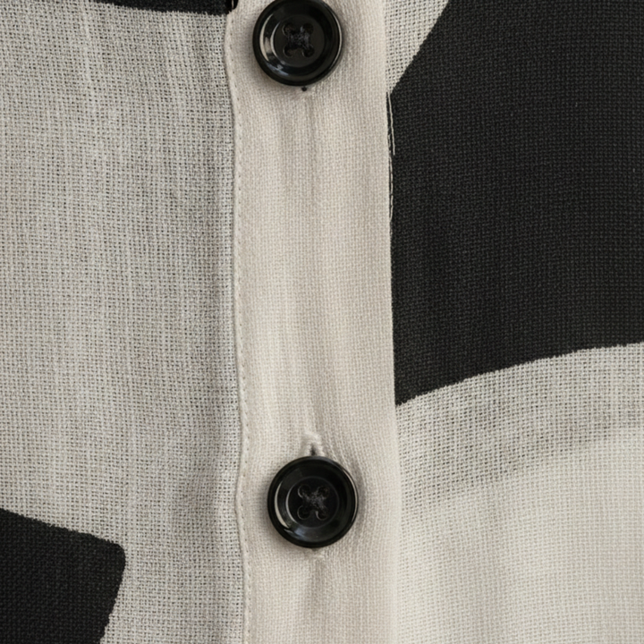 Women’s Cotton Linen Geometric Maxi Shirt Dress