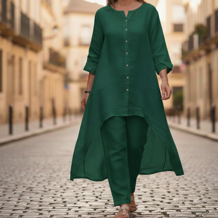 Conjunto de dos piezas para mujer con parche de cuadros, ajuste holgado, informal