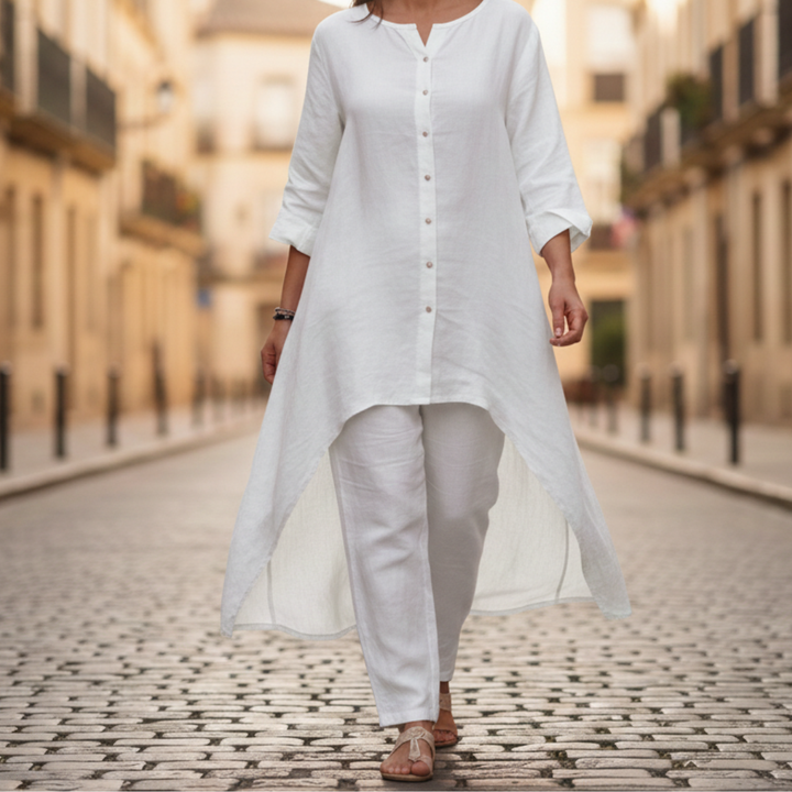 Conjunto de dos piezas para mujer con parche de cuadros, ajuste holgado, informal