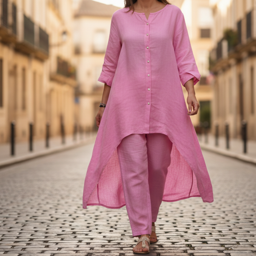 Conjunto de dos piezas para mujer con parche de cuadros, ajuste holgado, informal
