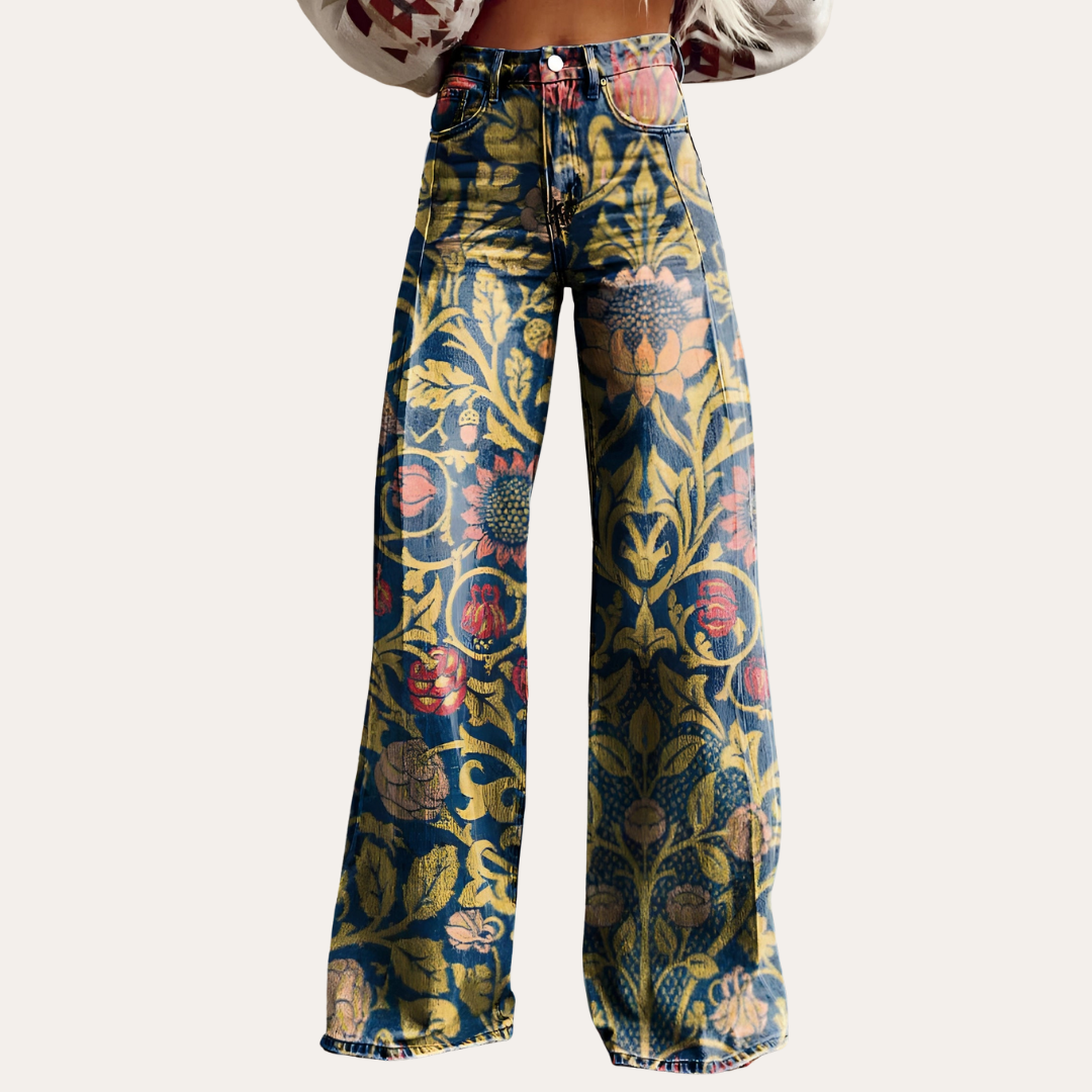 Blumenmuster Schlaghosen für Damen | Vestea