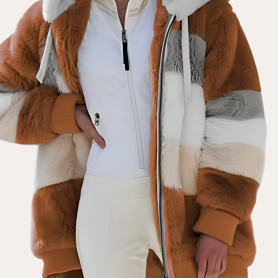 Damen Kunstpelz Jacke Winter mit Kapuze | Vestea
