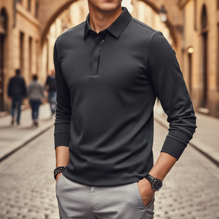 Camiseta de manga larga para hombre tipo polo de alto rendimiento