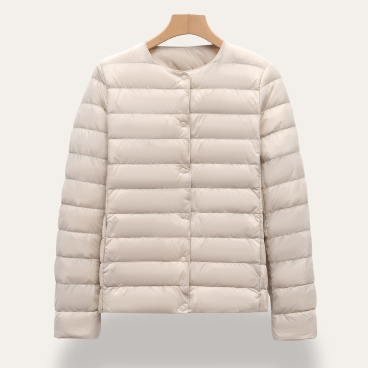 Damen Steppjacke Ultraleicht Rundhalsausschnitt mit Druckknöpfen | Vestea