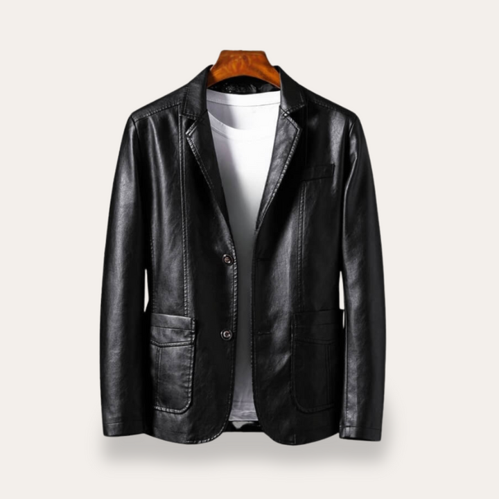Herren Lederjacke mit Zwei-Knopf-Verschluss | Vestea