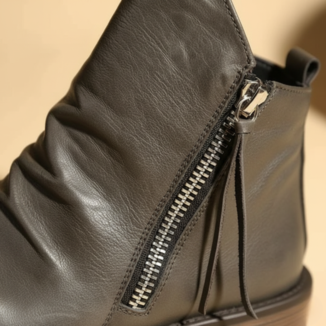 Men Synthetic Orthopedic Ruched Ankle Boots