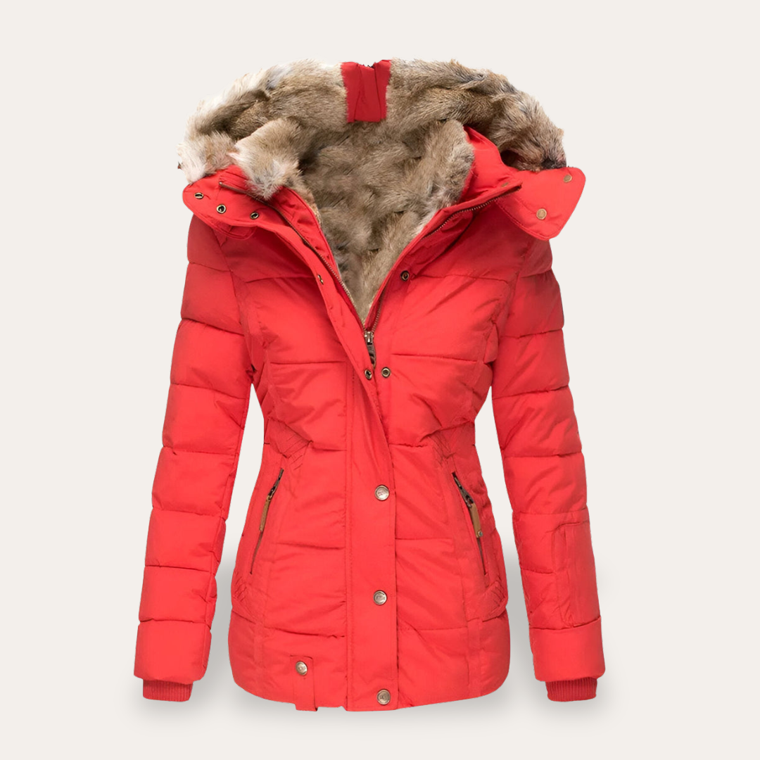 Damen Winterjacke Daunenjacke Warme Steppjacke Pelzkapuze | Vestea