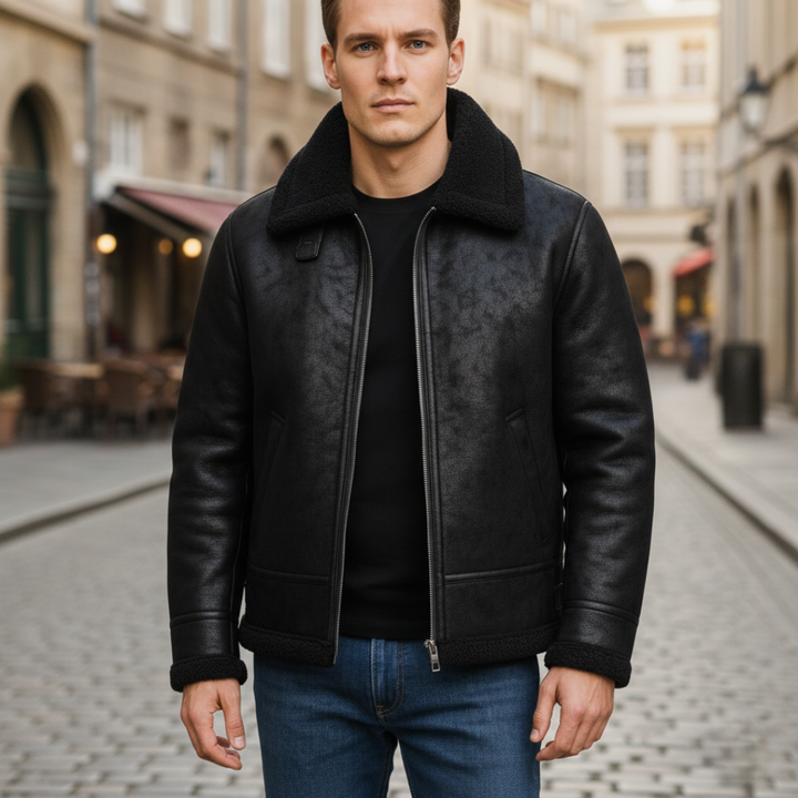 Herren Fliegerjacke Winterjacke Lammfell-Optik Textil | Vestea
