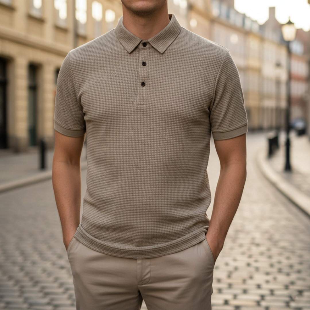 Camiseta tipo polo de punto texturizado para hombre