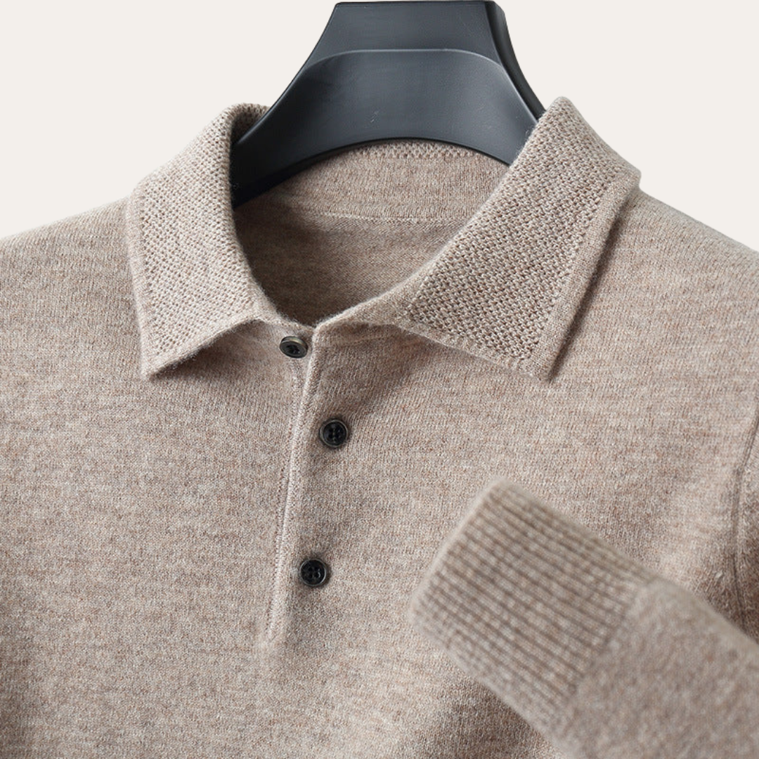 Herren Kaschmir Poloshirt Langarm Feinstrick | Vestea