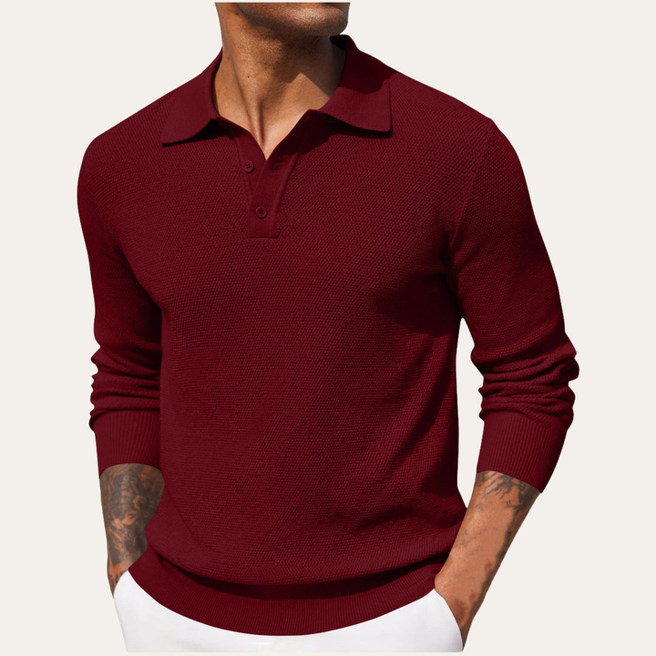 Herren Langarm Poloshirt Strickpullover Freizeitmode | Vestea