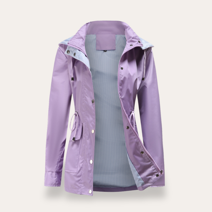 Damen Regenjacke mit Kapuze und Kordelzug Wasserabweisend | Vestea