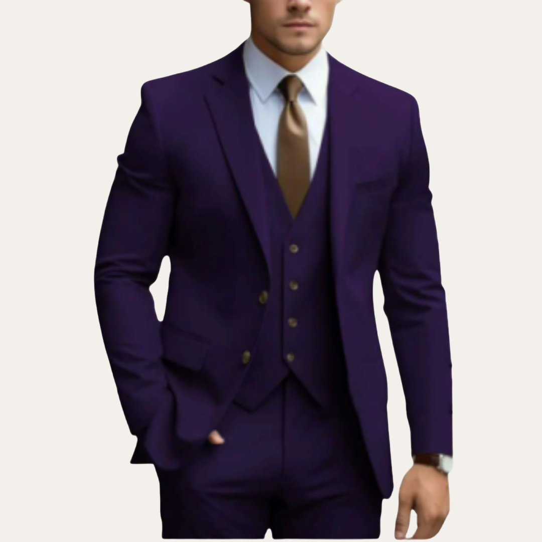 Herren Slim Fit Business Anzug Dreiteilig Wolle | Vestea