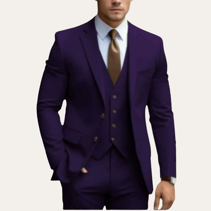 Herren Slim Fit Business Anzug Dreiteilig Wolle | Vestea