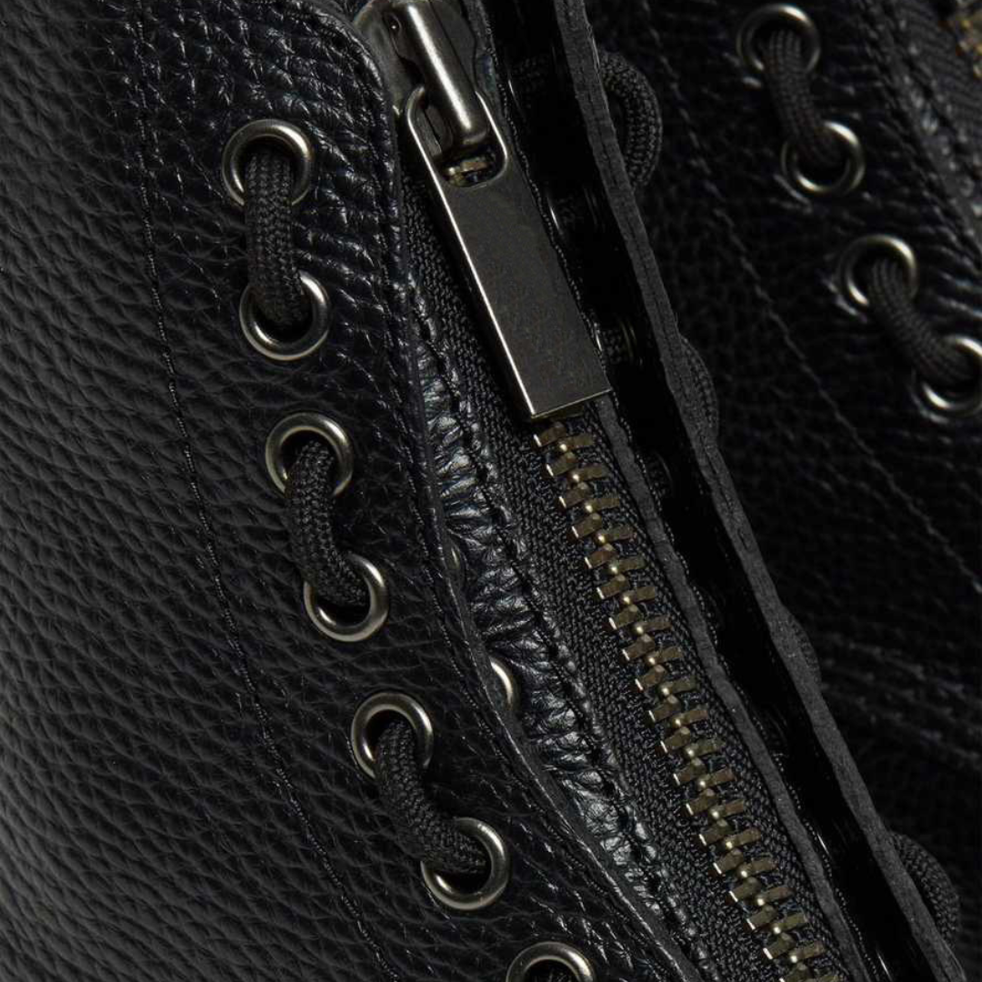 Vestea | Damen Leder-Plateau-Kampfstiefel – Schwarz