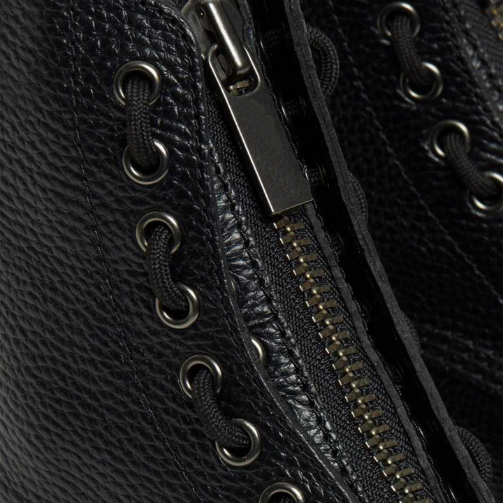 Vestea | Damen Leder-Plateau-Kampfstiefel – Schwarz