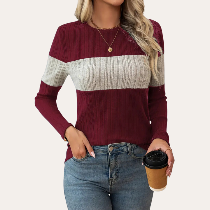 Gestreiftes Langarmshirt für Damen | Vestea