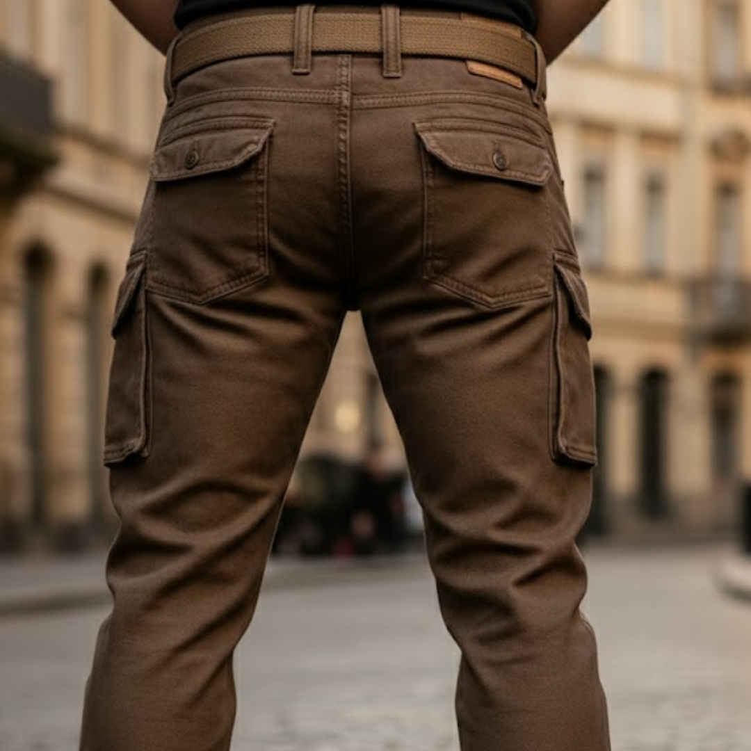 Pantalones de carga aislados de lona de algodón de pierna recta para hombre