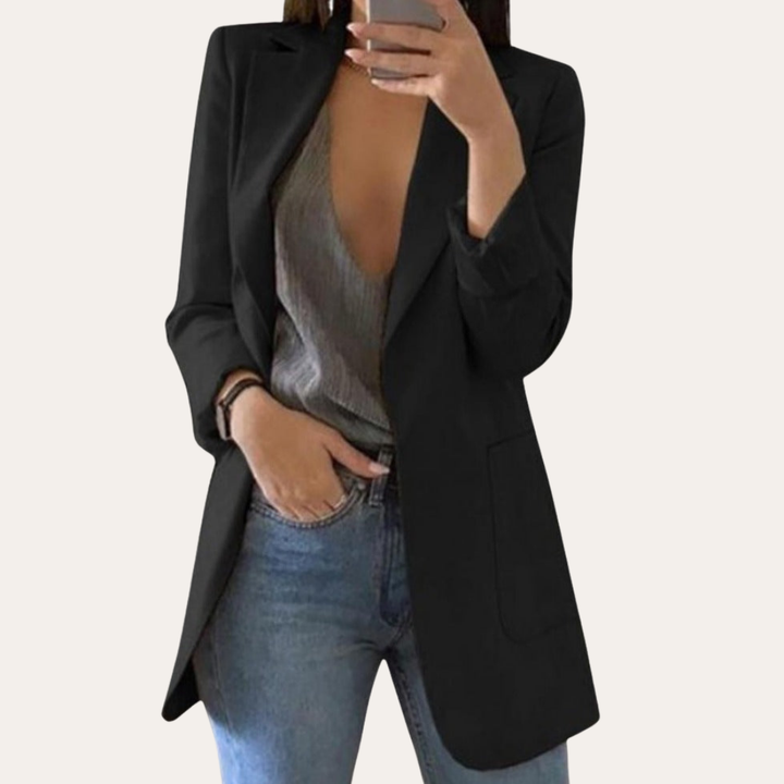 Damen Leinenmix Blazer Langarm Modern | Vestea