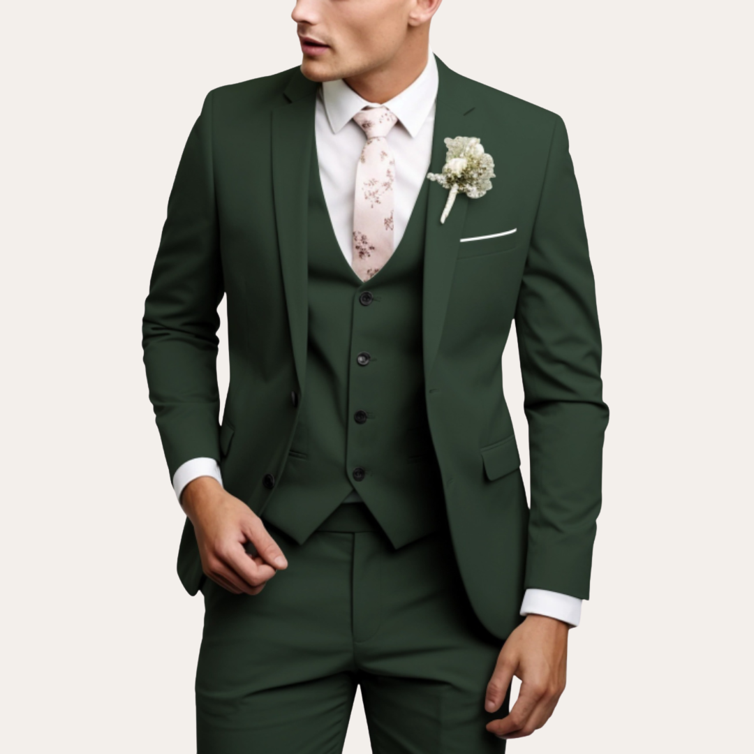 Herren Dreiteiliger Slim Fit Business Anzug Wolle | Vestea