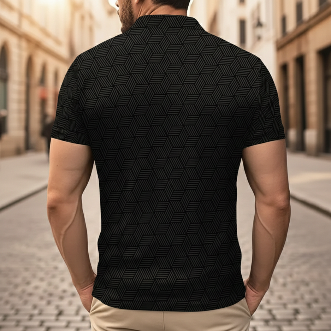 Men’s Geometric Print Knit Polo Shirt