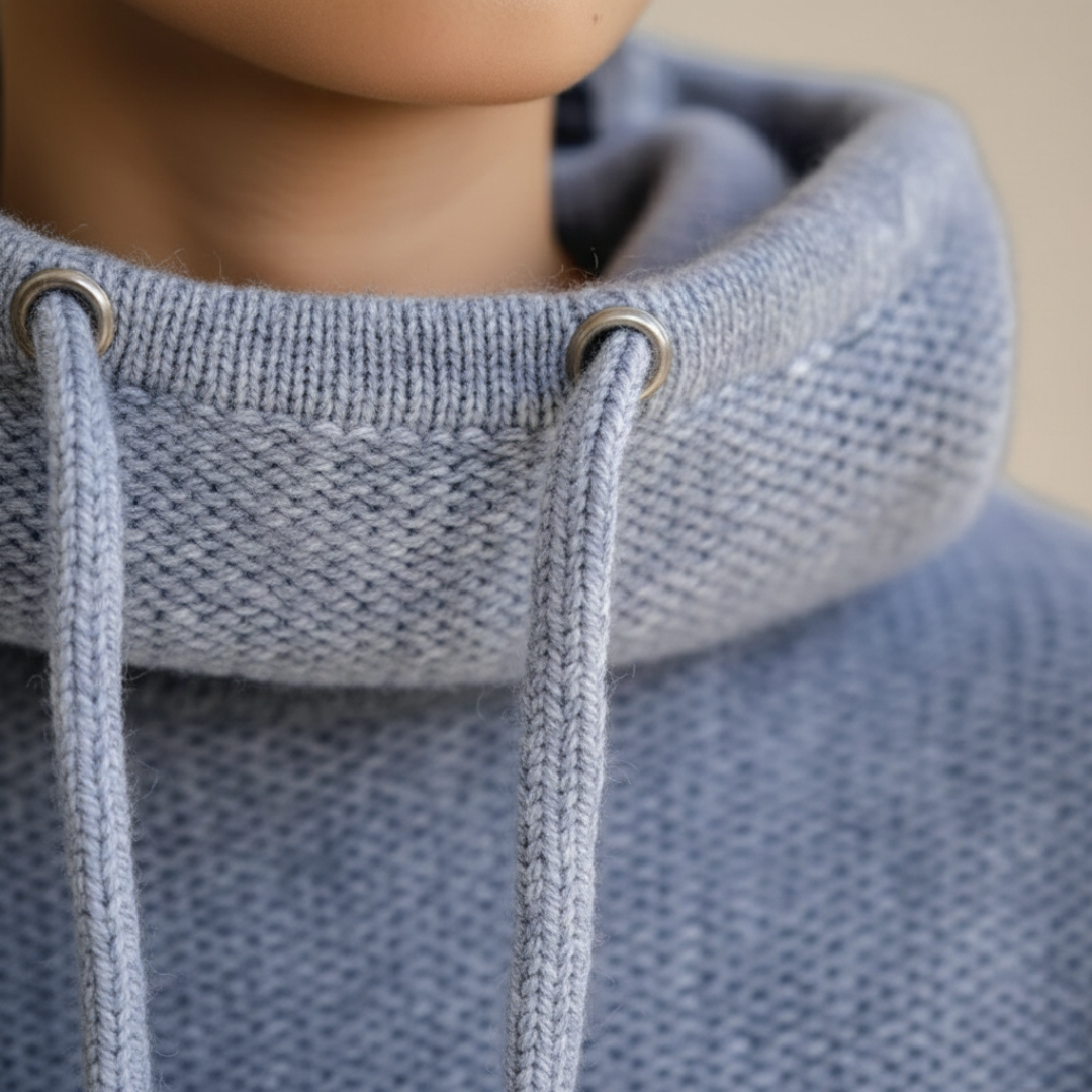 Sudadera con capucha de punto, con cordón, acanalada, de gran tamaño para mujer