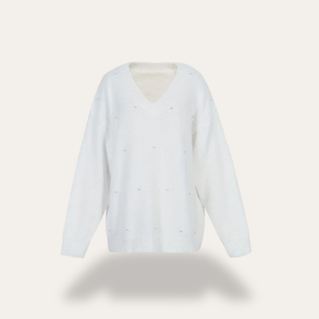 Strickpullover mit Perlendetails für Damen | Vestea
