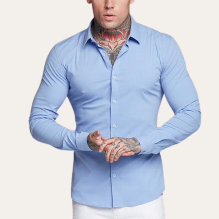Herren Slim Fit Hemd Langarm Stretch Business | Vestea