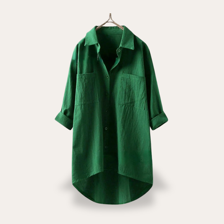 Leinenbluse mit Knopfleiste für Damen | Vestea