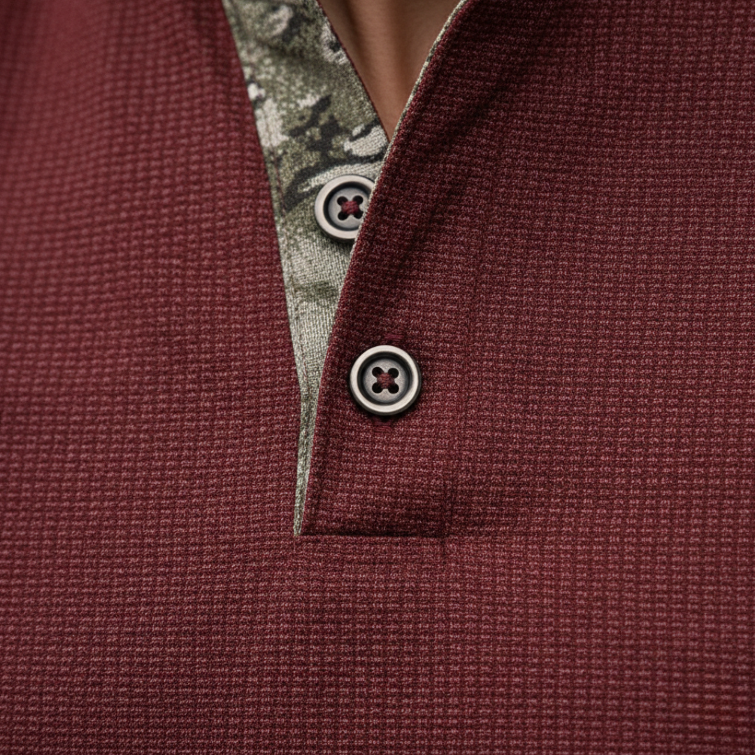 Men's Long Sleeve Henley Shirt | Vestea