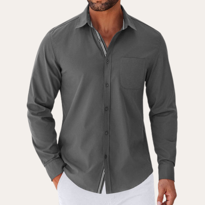 Herren Langarmhemd Mischgewebe Regular Fit | Vestea