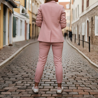 Blazer and Jogger Set Open Front Ruched Sleeve Womens