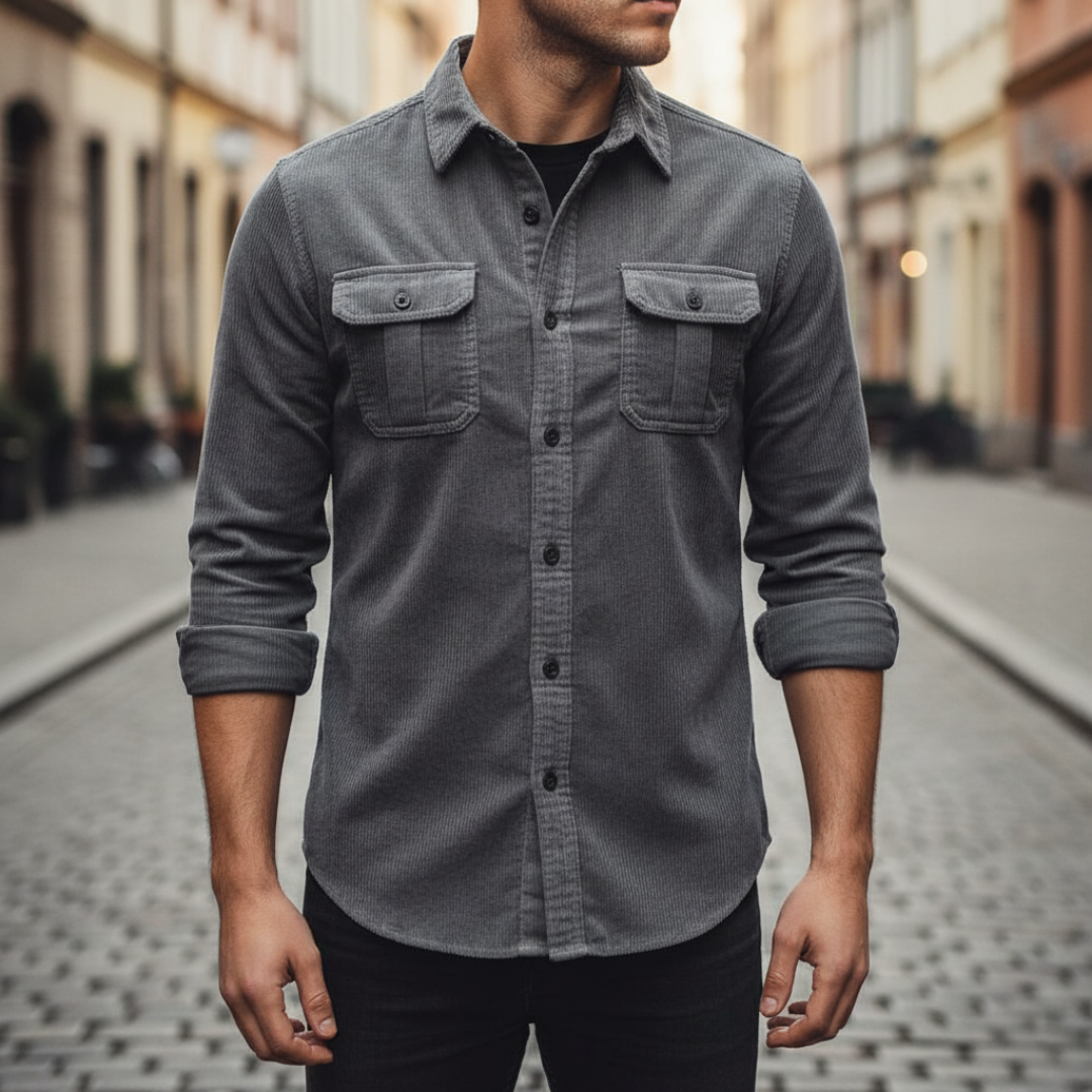 Herren Freizeit Hemd mit Brusttaschen und Knopfleiste | Vestea