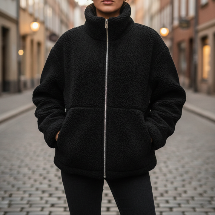 Winter Teddy Fleece Oversize Jacket for Women with Zipper | Vestea