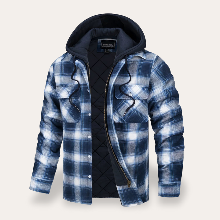 Herren Flanellhemd mit Kapuze Baumwolle Outdoorjacke | Vestea