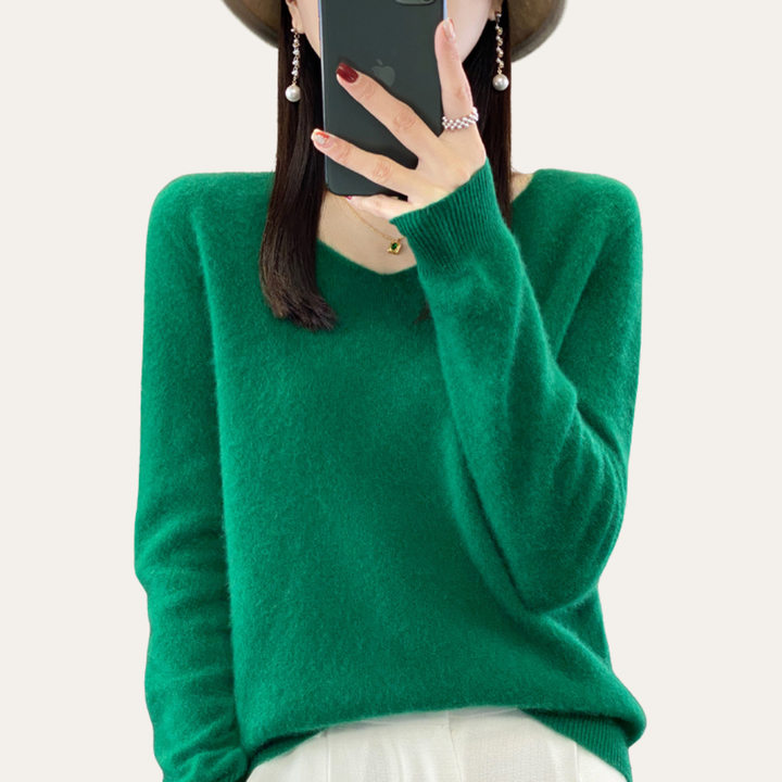 Damen Kaschmir V-Ausschnitt Pullover | Vestea