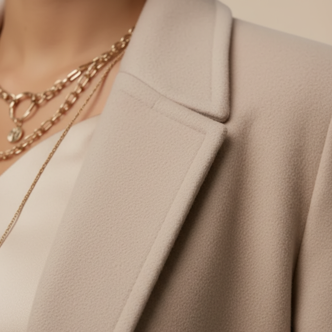 Damen Lange Elegante Jacke aus Stoff | Vestea