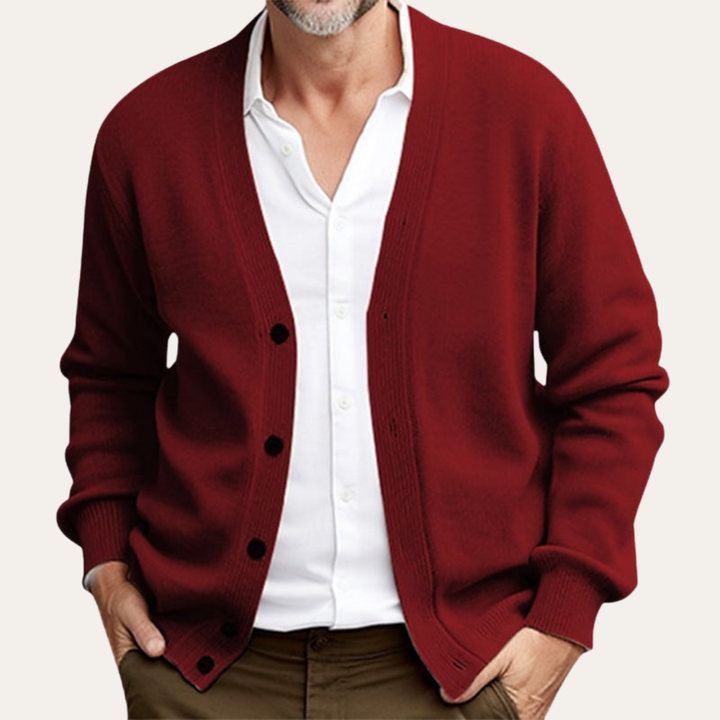 Herren Strickjacke V-Ausschnitt Knöpfe Basic | Vestea